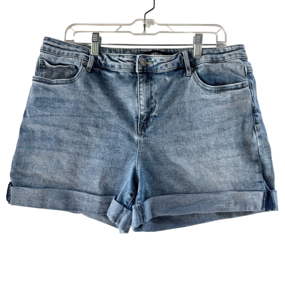 Hudson Denim Shorts Womens 14 Light Wash Cuffed High Rise Stretch Jean Shorts